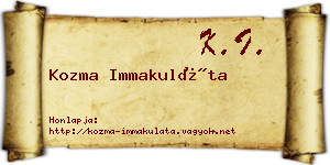Kozma Immakuláta névjegykártya